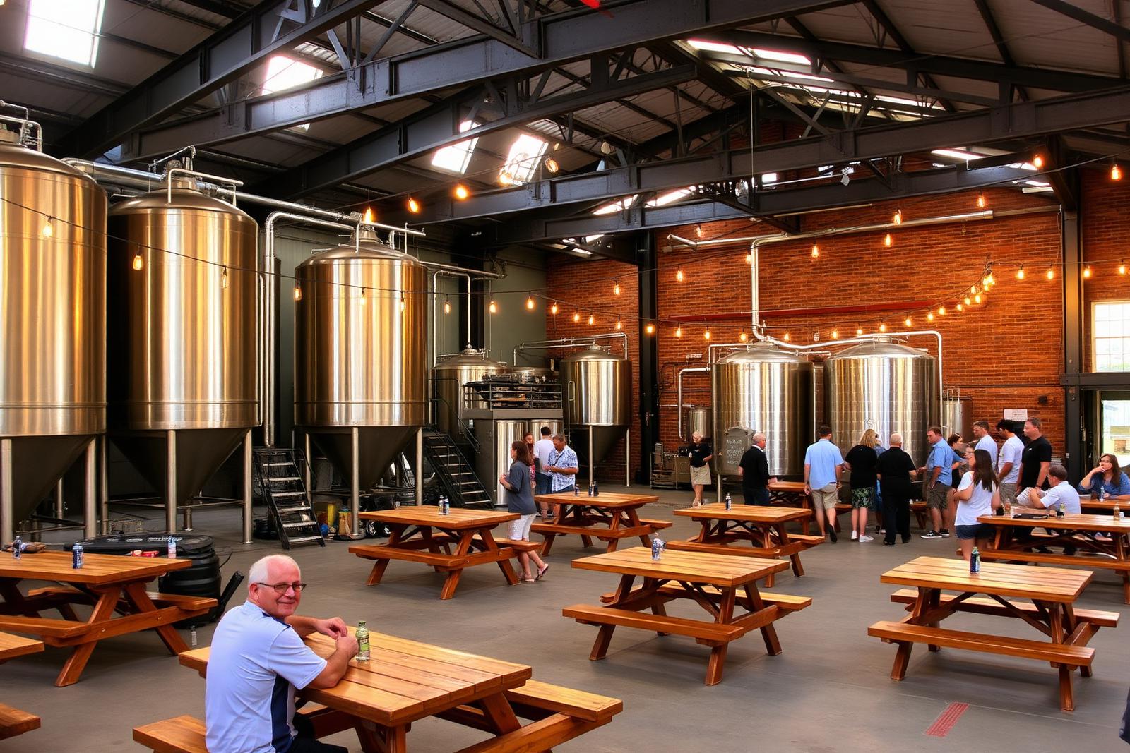 Brewery taproom and patio in South End Charlotte