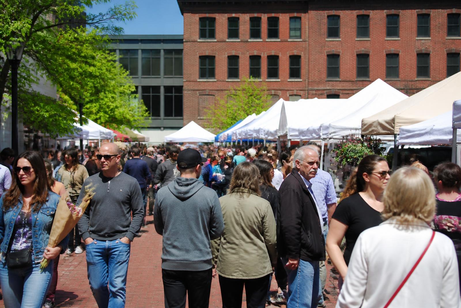 Outdoor market and street festival in South End Charlotte's brick district